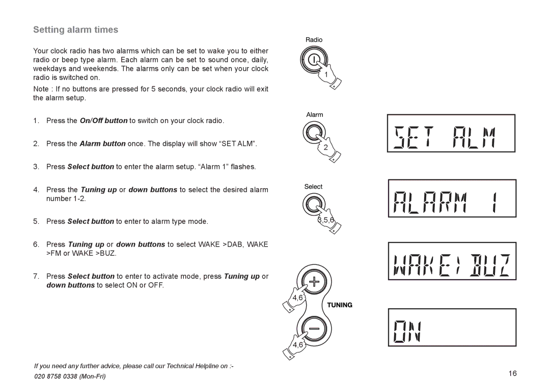 Roberts Radio CRD-51 manual Setting alarm times 