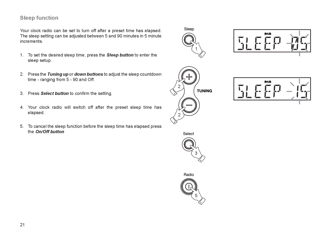 Roberts Radio CRD-51 manual Sleep function 