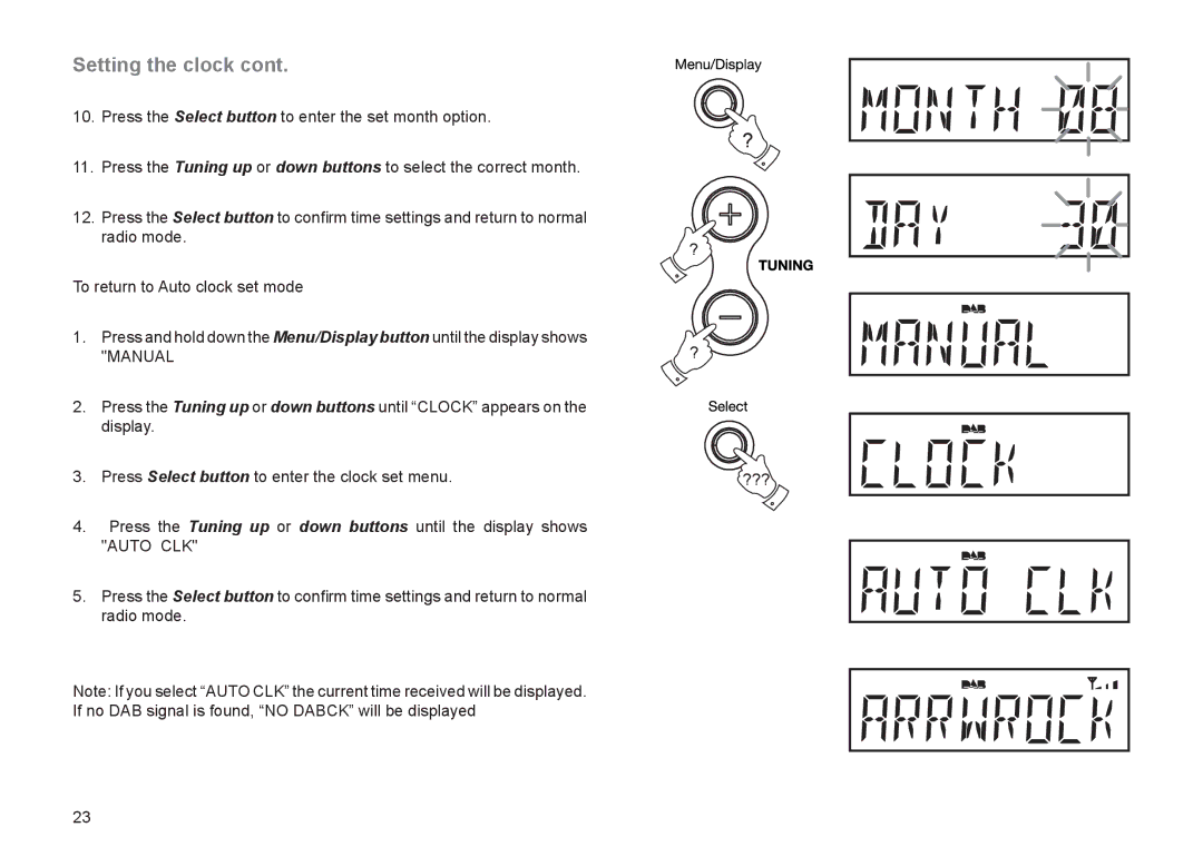 Roberts Radio CRD-51 manual Setting the clock 