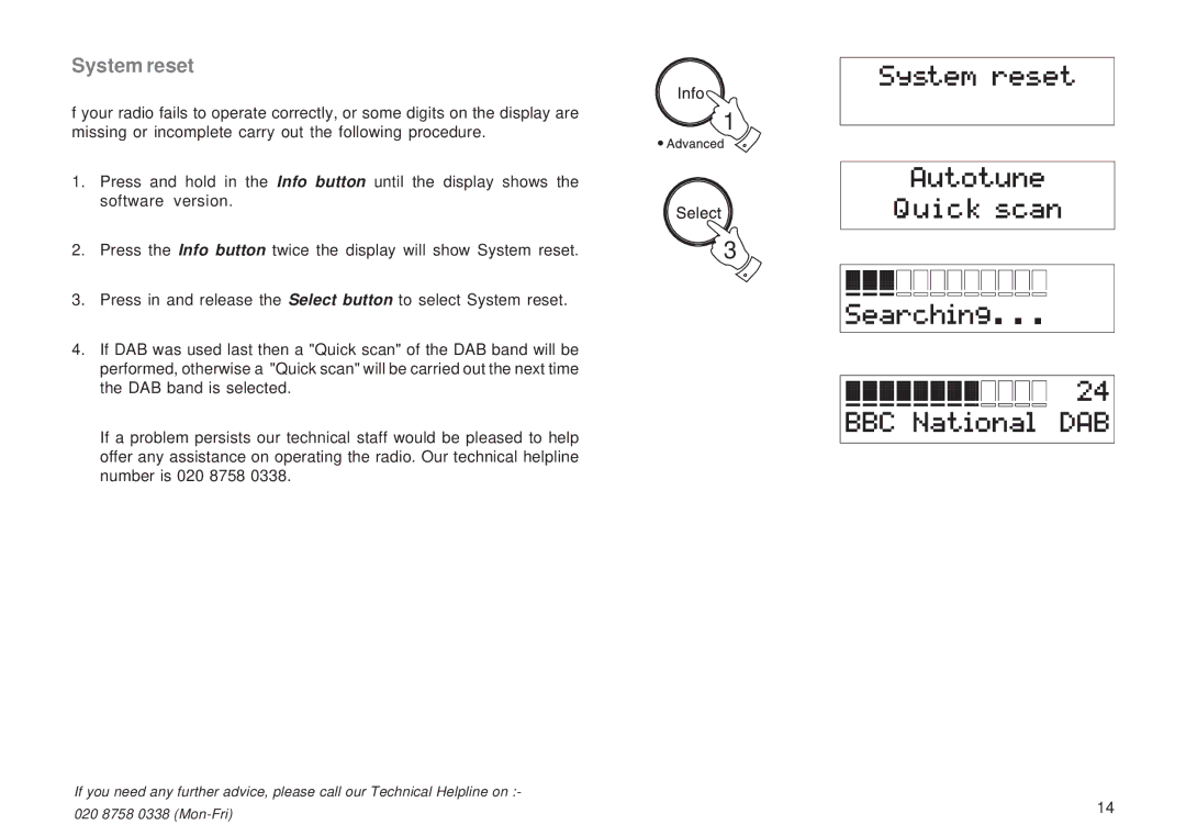 Roberts Radio CRD-9 manual System reset 