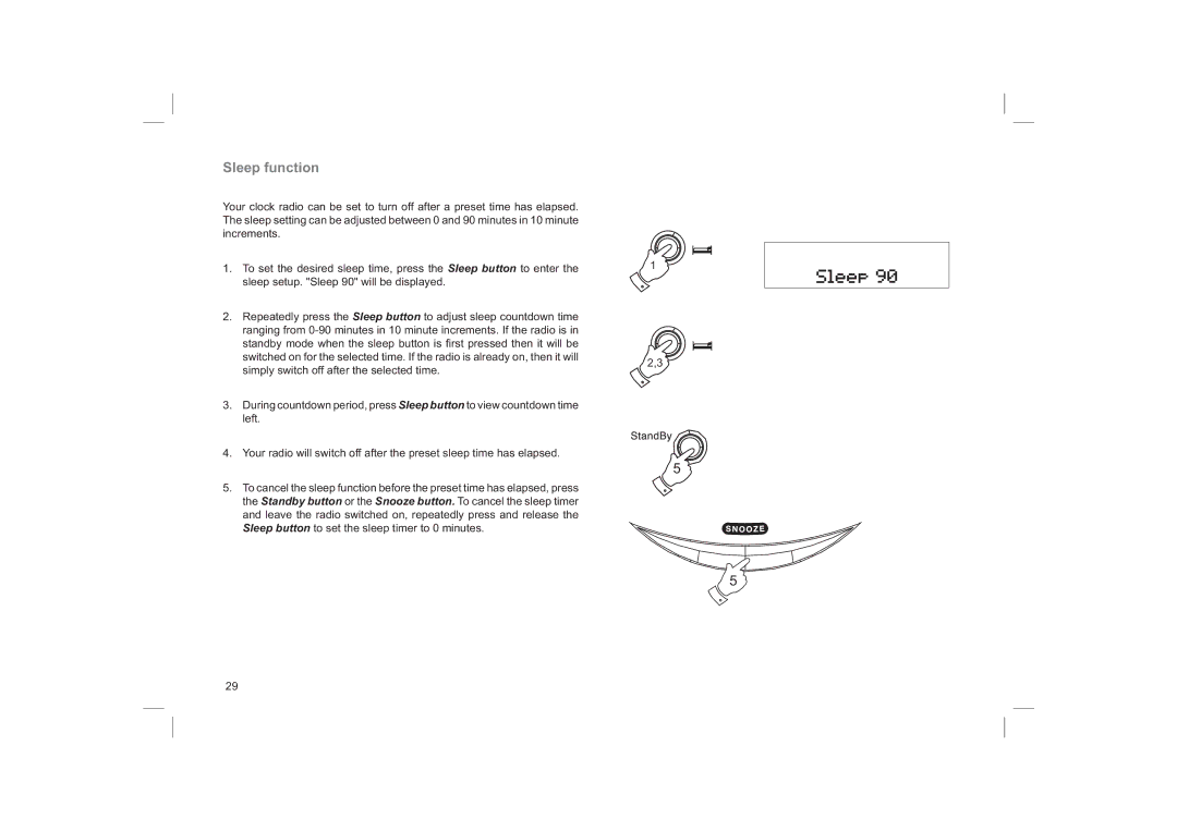 Roberts Radio CRD40 manual Sleep function 