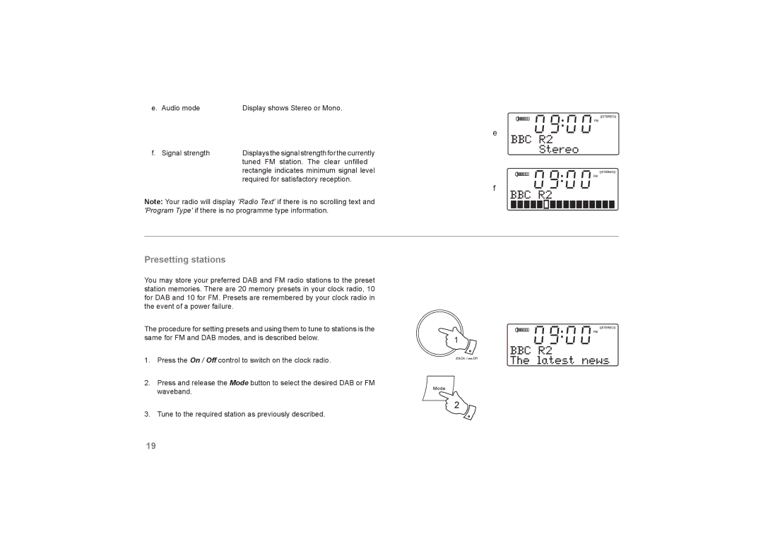 Roberts Radio DreamDock manual Presetting stations 