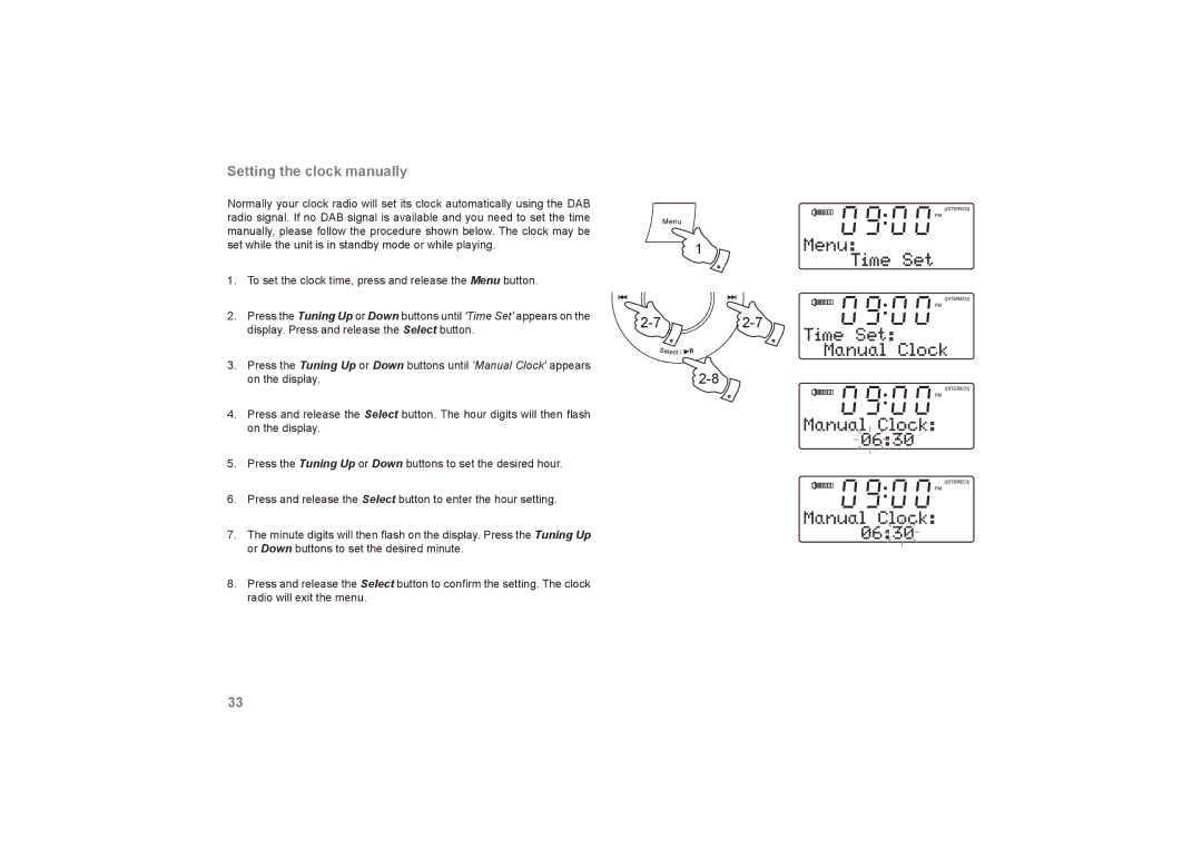 Roberts Radio DreamDock Setting the clock manually 