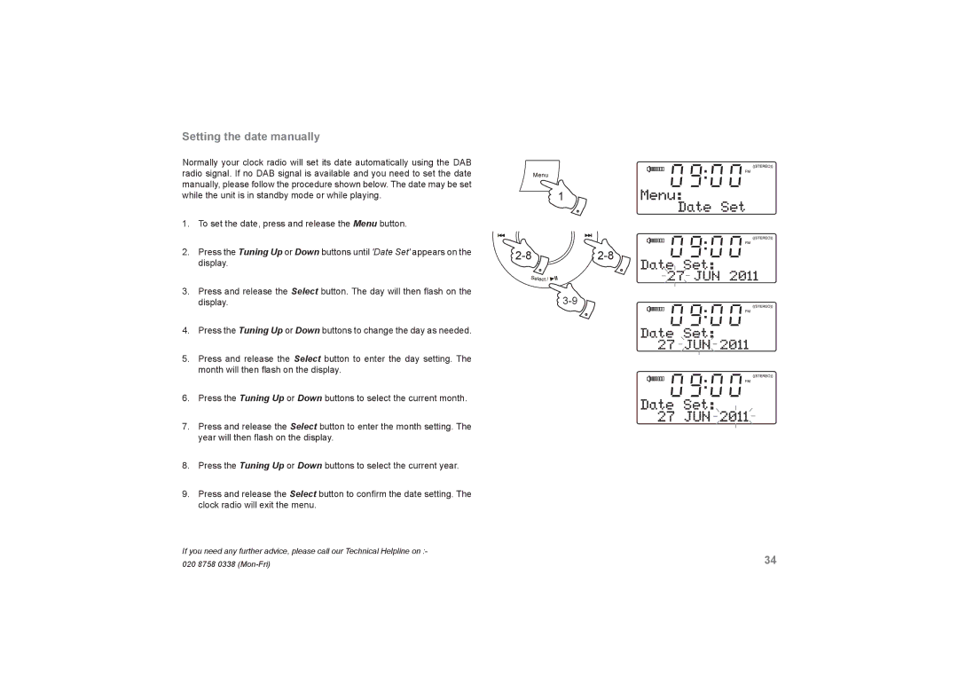 Roberts Radio DreamDock Setting the date manually 