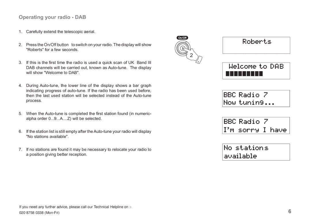 Roberts Radio ecologic 2 manual Operating your radio DAB 