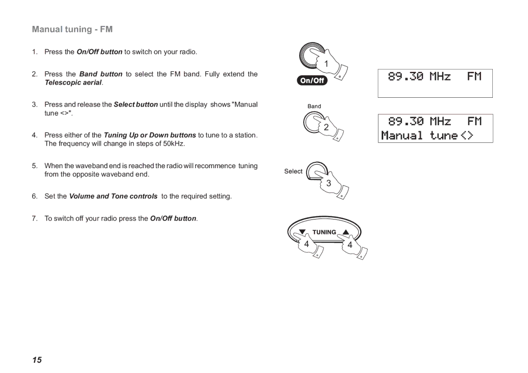 Roberts Radio Ecologic 3 manual Manual tuning FM 