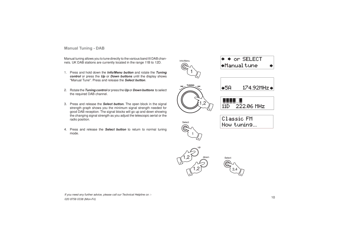 Roberts Radio ecologic 4 manual 23,4, Manual Tuning DAB 