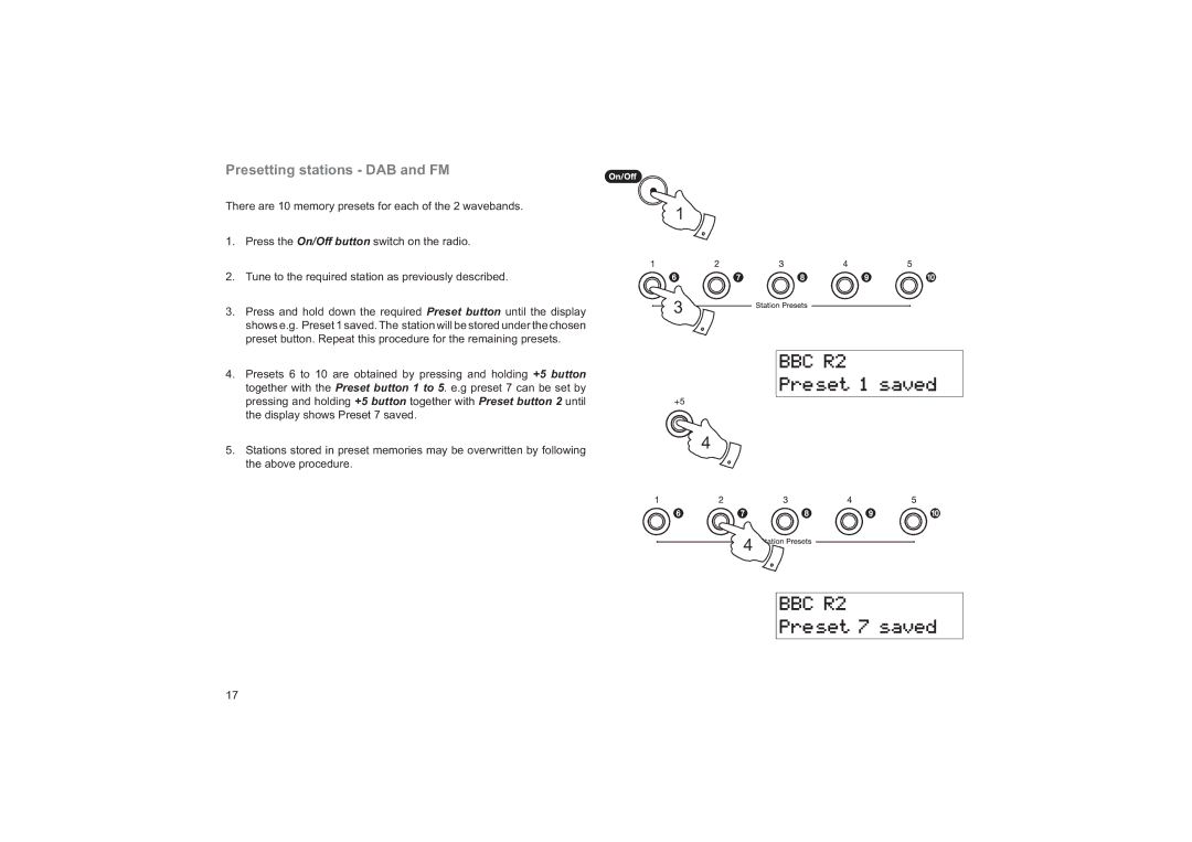 Roberts Radio ecologic 4 manual Presetting stations DAB and FM 