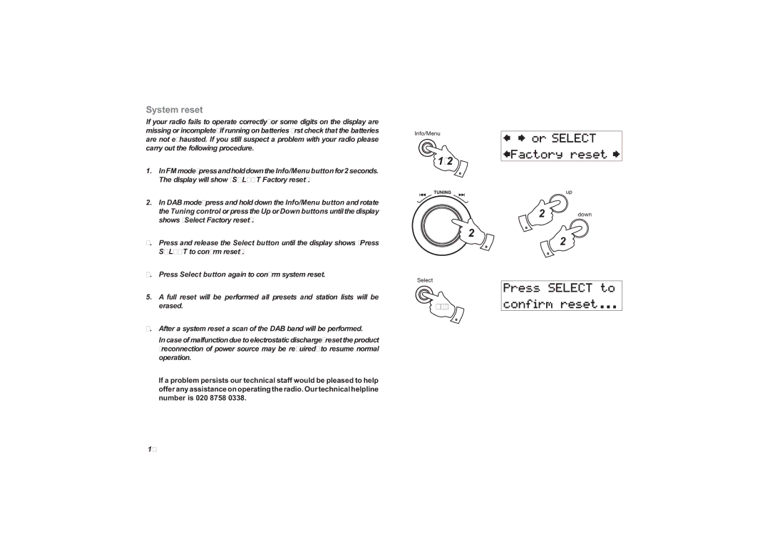 Roberts Radio ecologic 4 manual System reset 