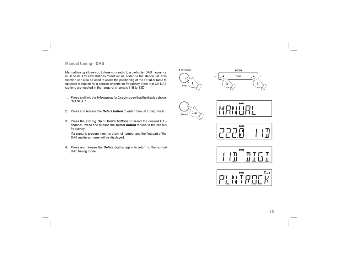 Roberts Radio ecologic 5 manual Manual tuning DAB 