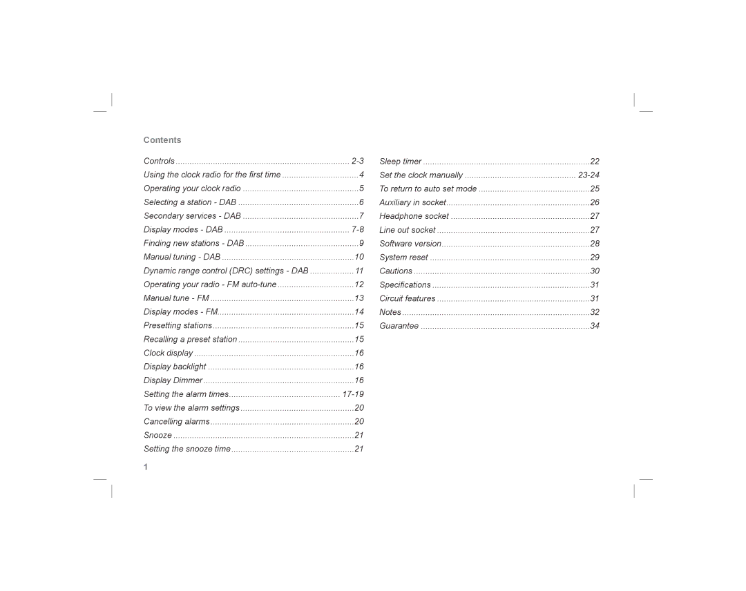 Roberts Radio ecologic 5 manual Contents 