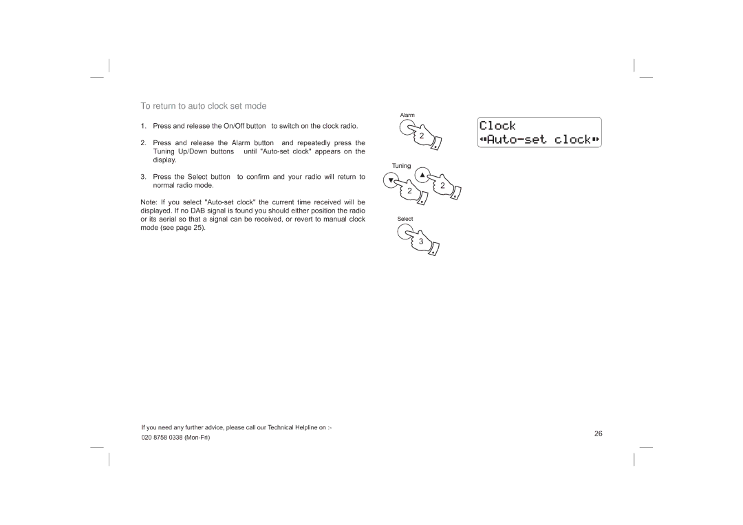 Roberts Radio ecologic 6 manual To return to auto clock set mode 