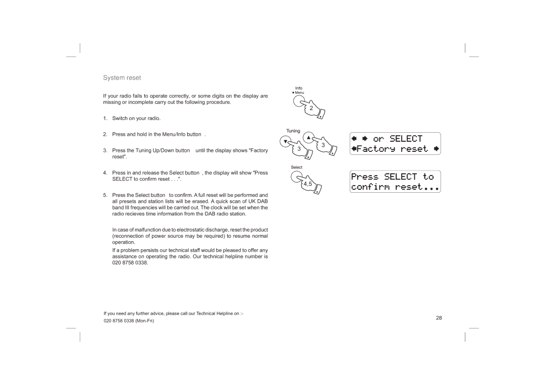 Roberts Radio ecologic 6 manual System reset 