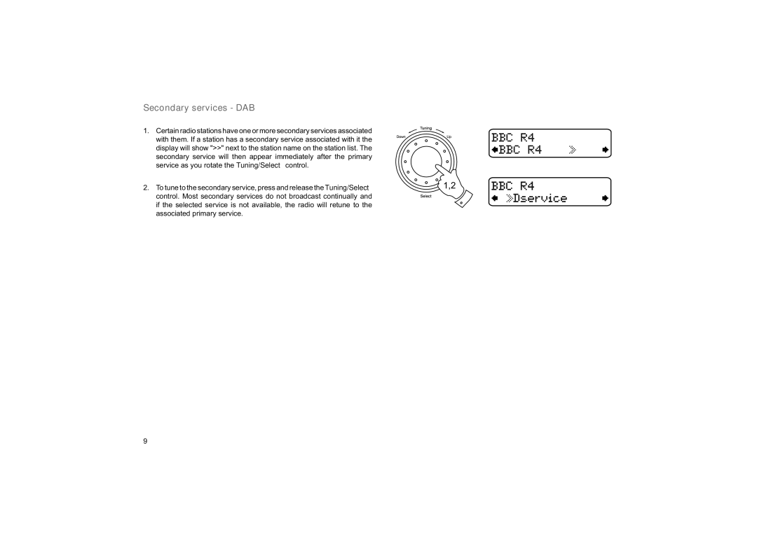 Roberts Radio ecologic 7 manual Secondary services DAB 