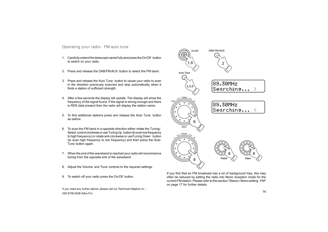 Roberts Radio ecologic 7 manual Operating your radio FM auto tune 