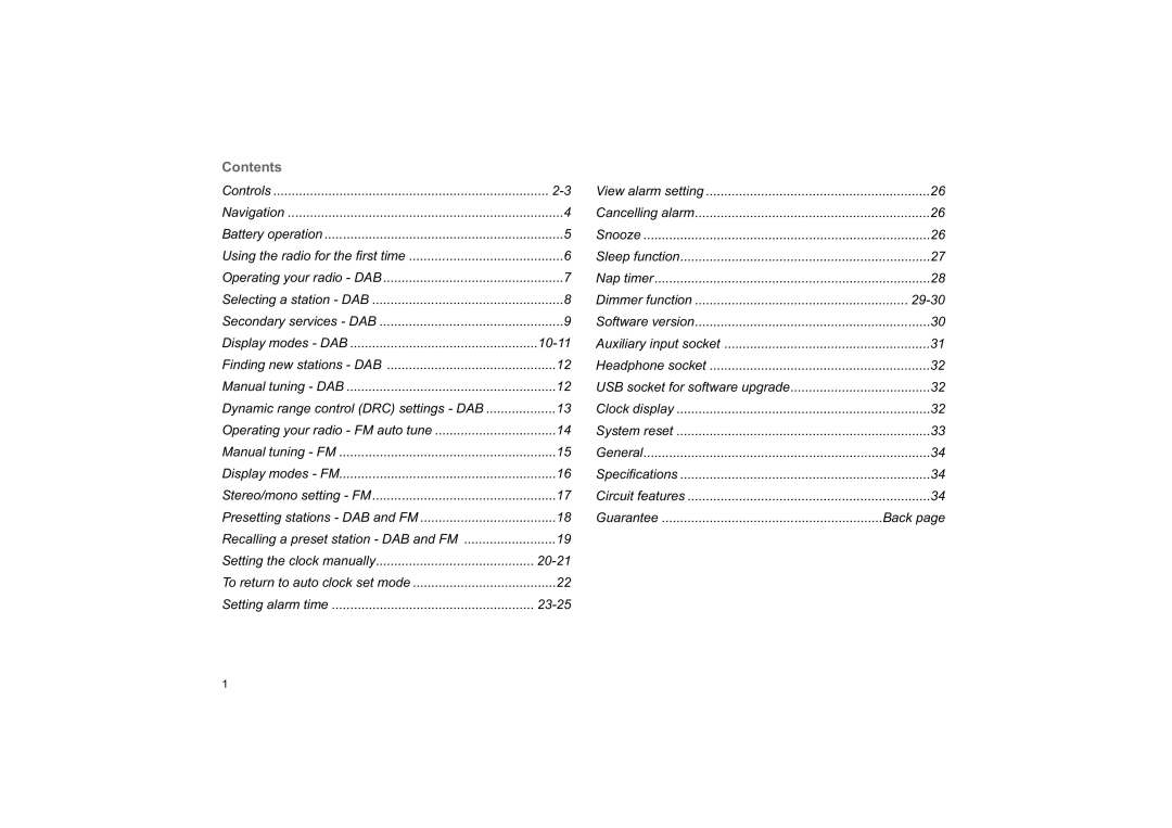 Roberts Radio ecologic 7 manual Contents 