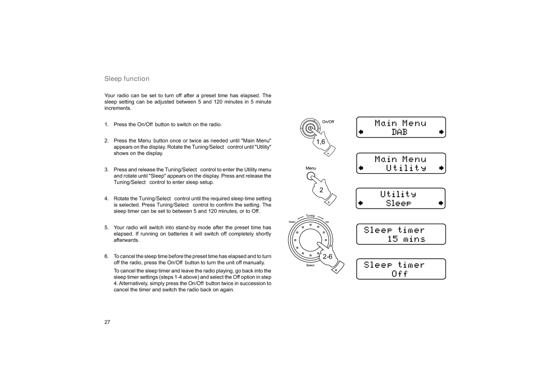 Roberts Radio ecologic 7 manual Sleep function 