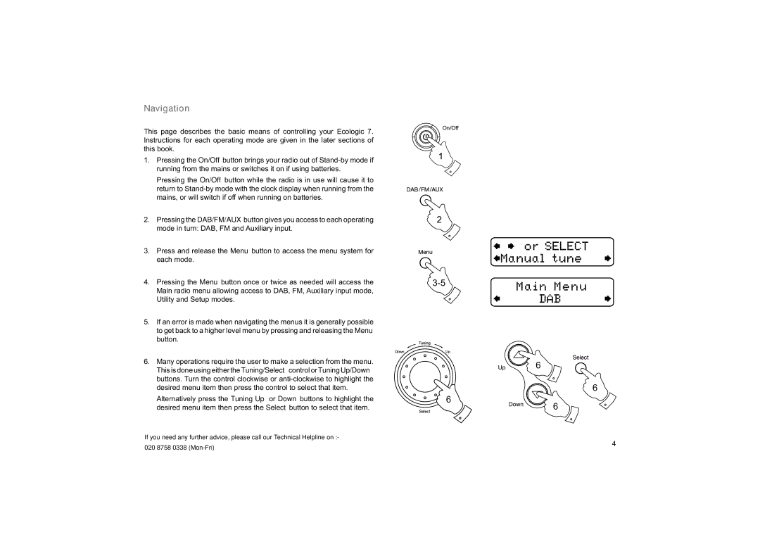 Roberts Radio ecologic 7 manual Navigation 