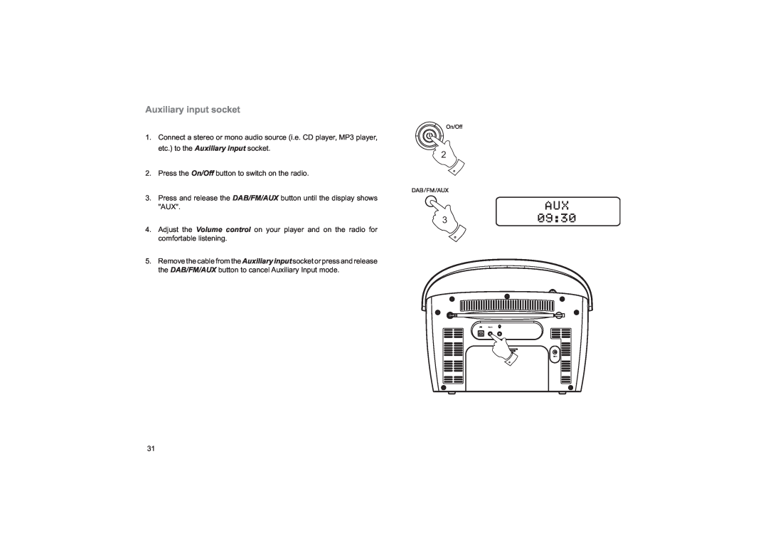 Roberts Radio ecologic 7 manual Auxiliary input socket 