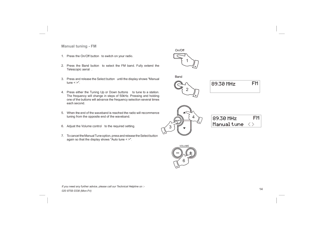 Roberts Radio ecologic1 manual Manual tuning FM 