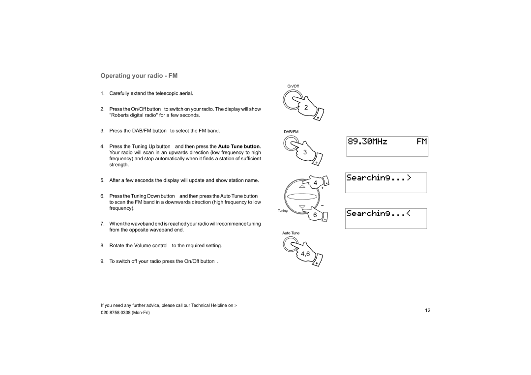 Roberts Radio Elise manual Operating your radio FM 