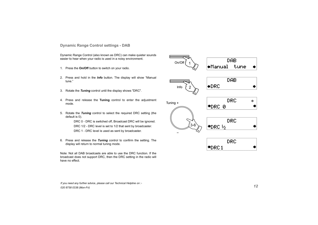 Roberts Radio exprssion manual Dynamic Range Control settings DAB 