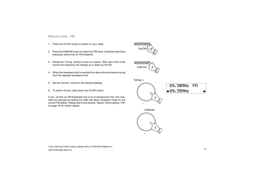 Roberts Radio exprssion manual Manual tuning FM 