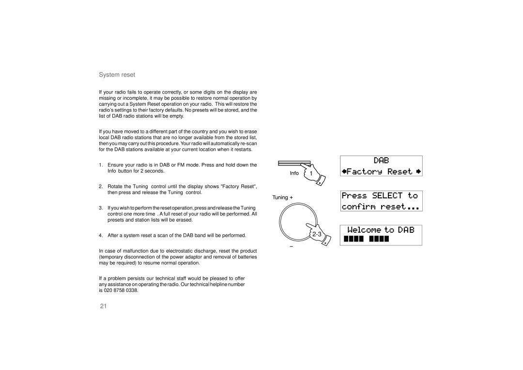 Roberts Radio exprssion manual System reset 