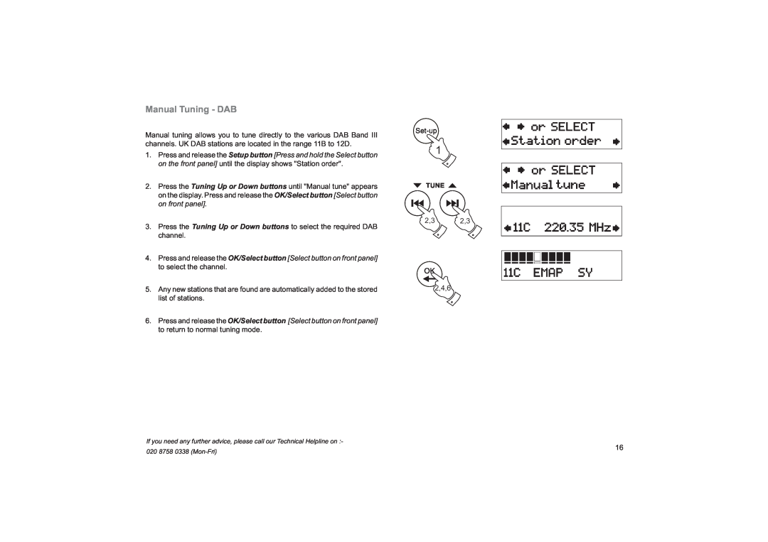 Roberts Radio MP-16CD manual Manual Tuning - DAB 