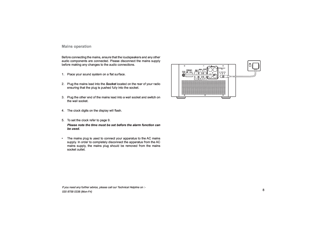 Roberts Radio MP-16CD manual Mains operation 