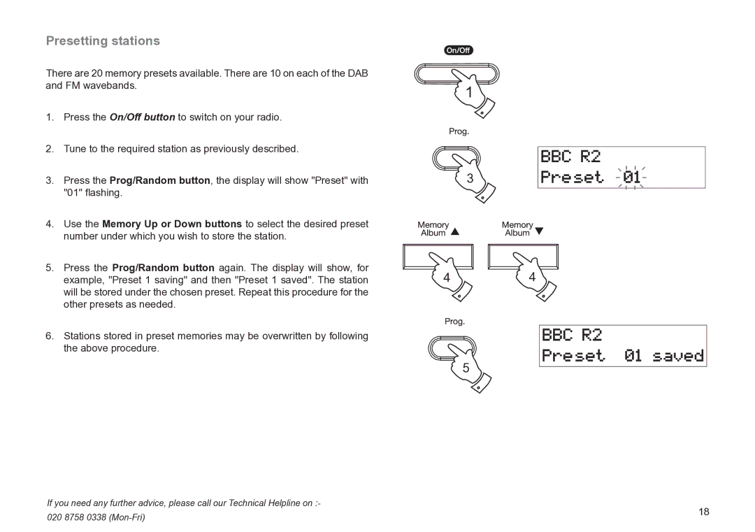 Roberts Radio MP-24 manual Presetting stations 