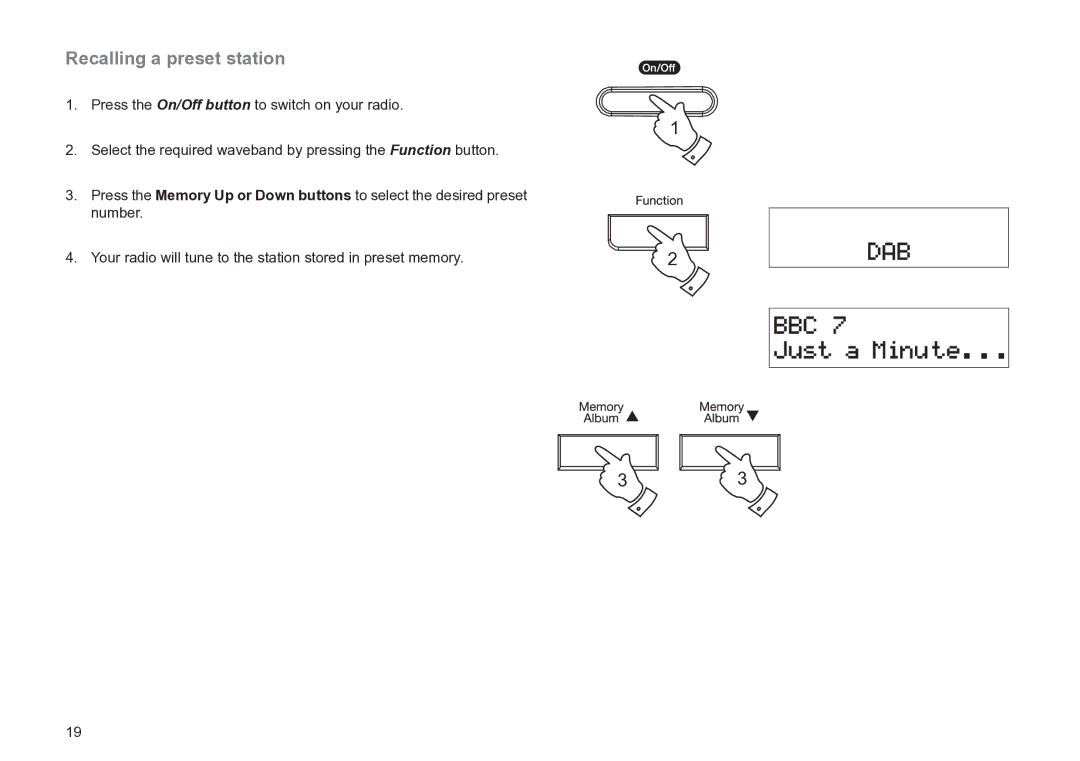 Roberts Radio MP-24 manual Recalling a preset station 