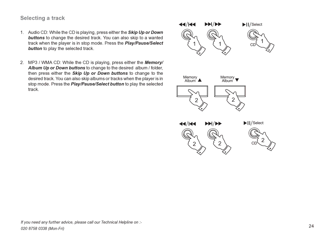 Roberts Radio MP-24 manual Selecting a track 