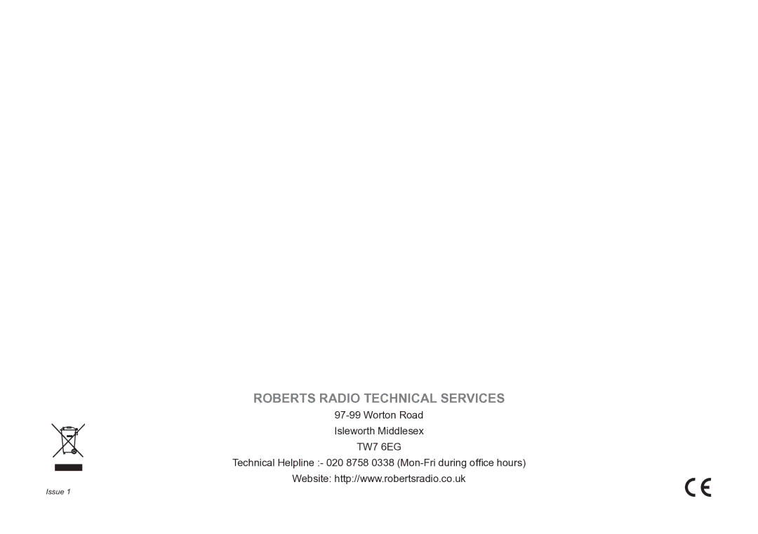 Roberts Radio MP-24 manual Roberts Radio Technical Services 