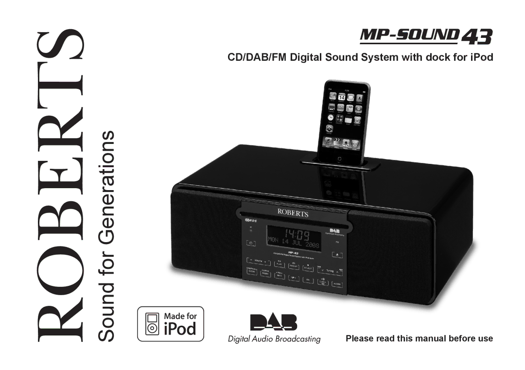 Roberts Radio MP-43 manual Sound for Generations 