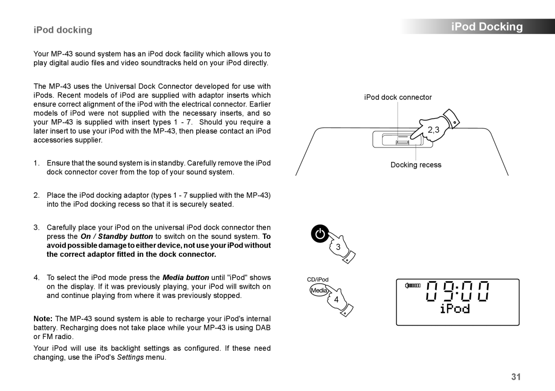 Roberts Radio MP-43 manual IPod docking 