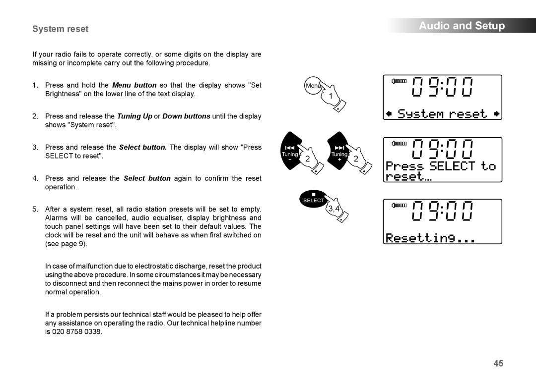 Roberts Radio MP-43 manual System reset 