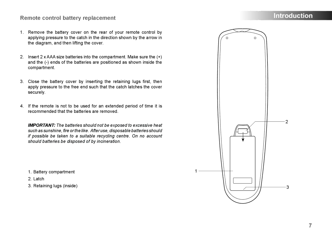 Roberts Radio MP-43 manual Remote control battery replacement 