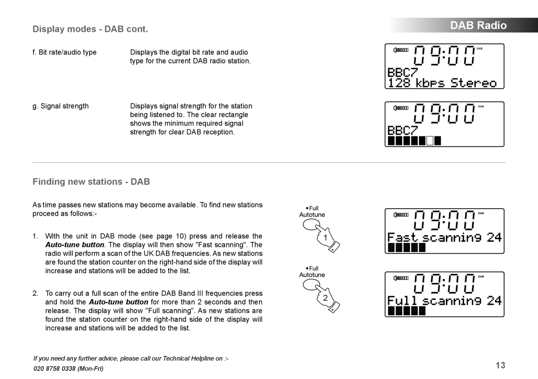 Roberts Radio MP-SOUND 43 manual Finding new stations DAB 