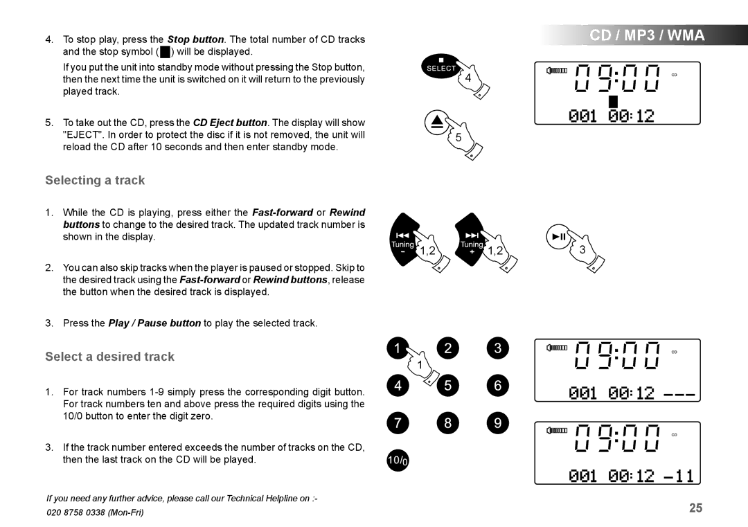 Roberts Radio MP-SOUND 43 manual Selecting a track, Select a desired track 