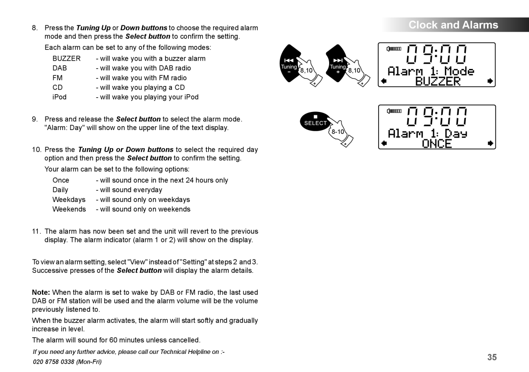 Roberts Radio MP-SOUND 43 manual Buzzer 