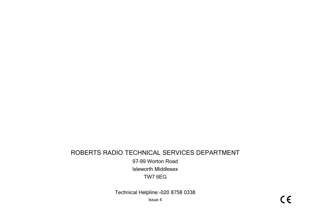 Roberts Radio R701 manual Worton Road Isleworth Middlesex, Technical Helpline-020 8758 