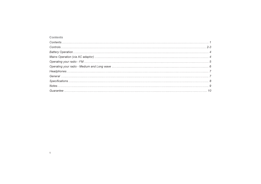 Roberts Radio R761 manual Contents 