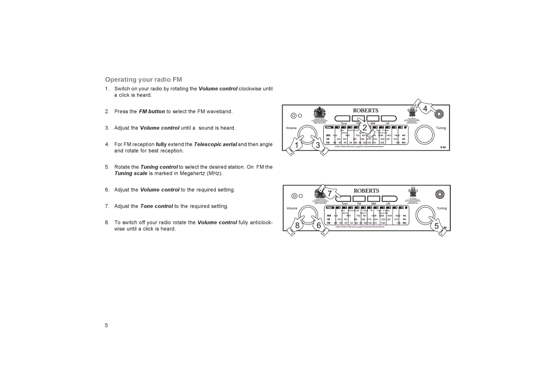 Roberts Radio R761 manual Operating your radio FM 