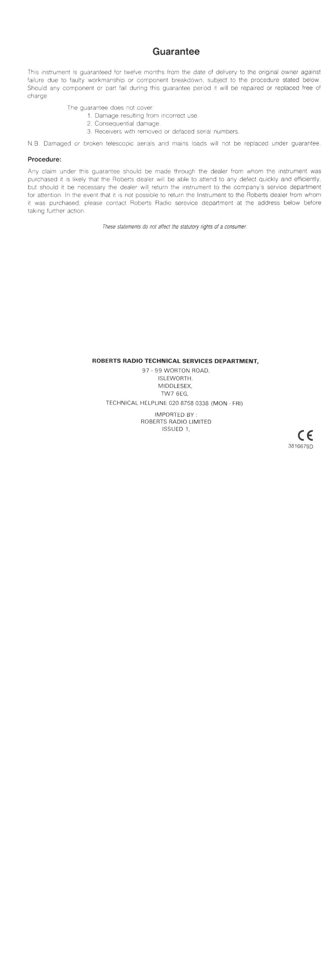 Roberts Radio R827 manual 