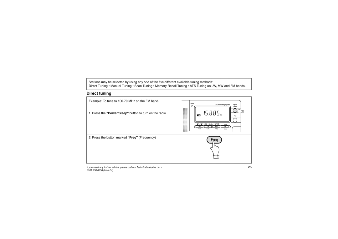 Roberts Radio R876 manual Direct tuning 