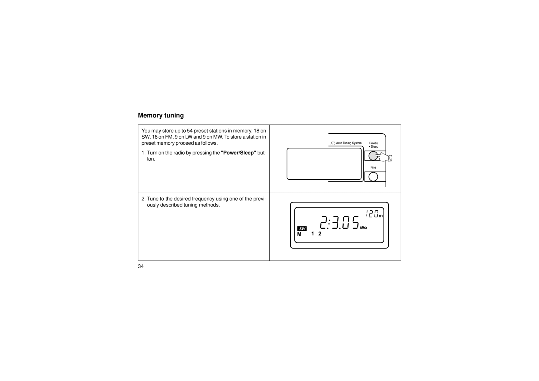 Roberts Radio R876 manual Memory tuning 