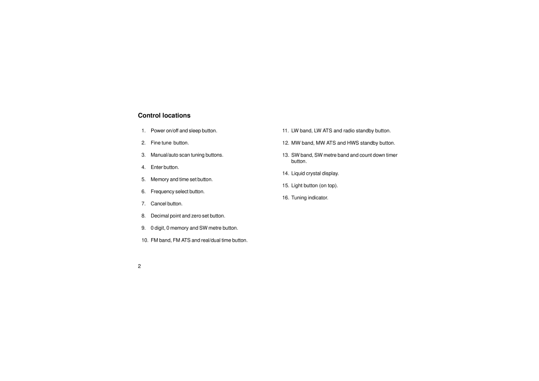 Roberts Radio R876 manual Control locations 