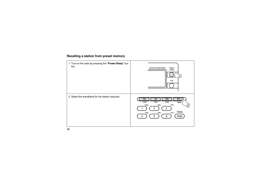 Roberts Radio R876 manual Recalling a station from preset memory 