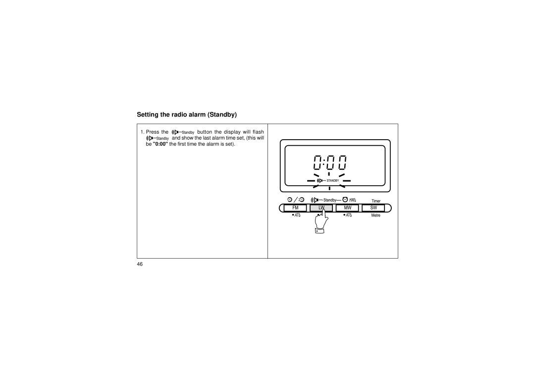 Roberts Radio R876 manual Setting the radio alarm Standby 